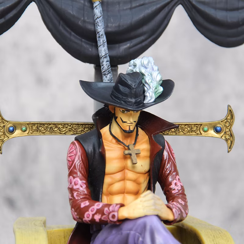 One Piece Anime Figure Gk Scene Sitting Throne Sail Eagle Eye Dracule Mihawk Model Decoration Cartoon-Character