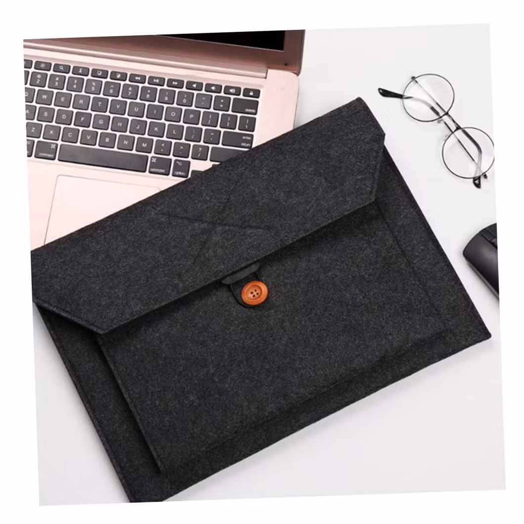 Portable USB Cable Jounal Notebook Envelope Clutch Button Felt Computer Case