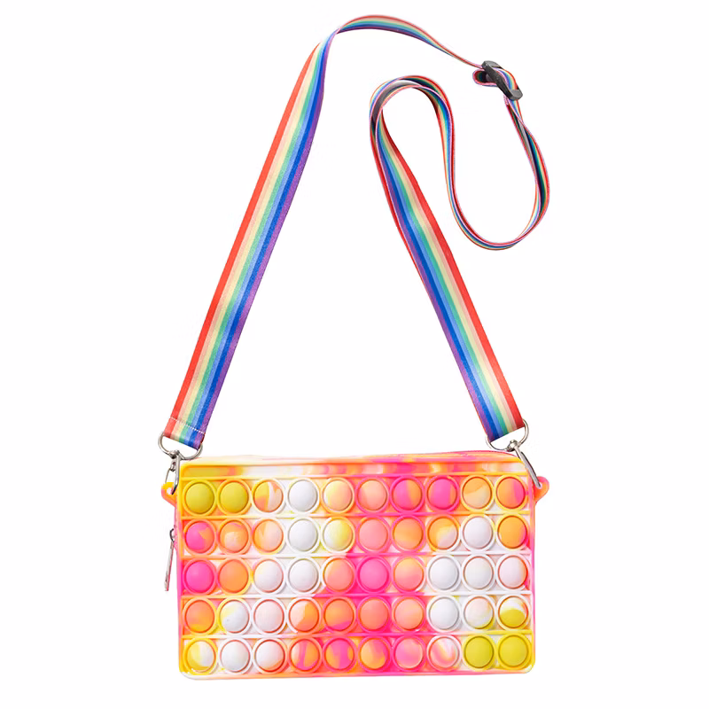 New Decompression Poppet Fidget Cosmetic Messenger Bag for Puzzle Bubble Silicone Pen Case Pops up Fidget Popper Pencil Case Shoulder Bags