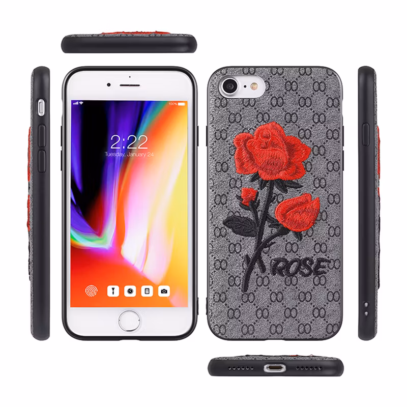 3D Embroidered Flower PU Leather Phone Case for Huawei Mate 10