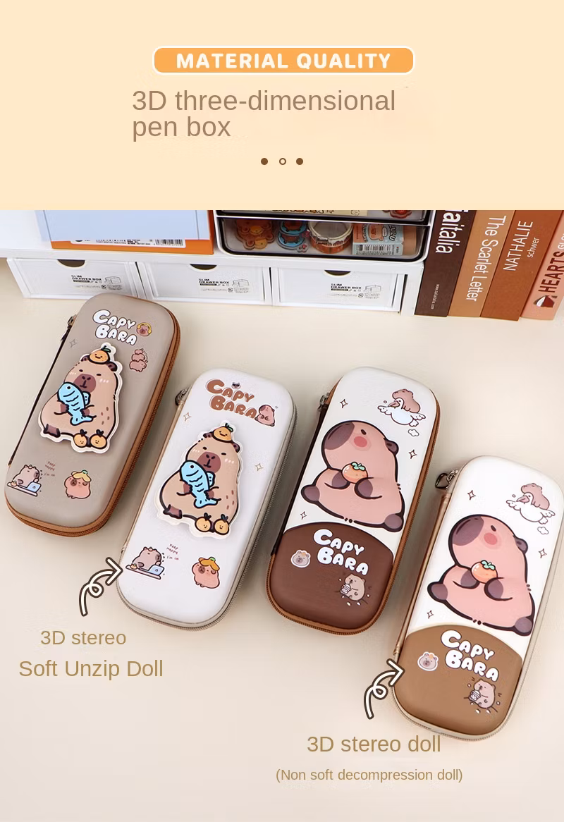Capybara New Style Large Capacity Leather Pencil Case Cute Pen Case