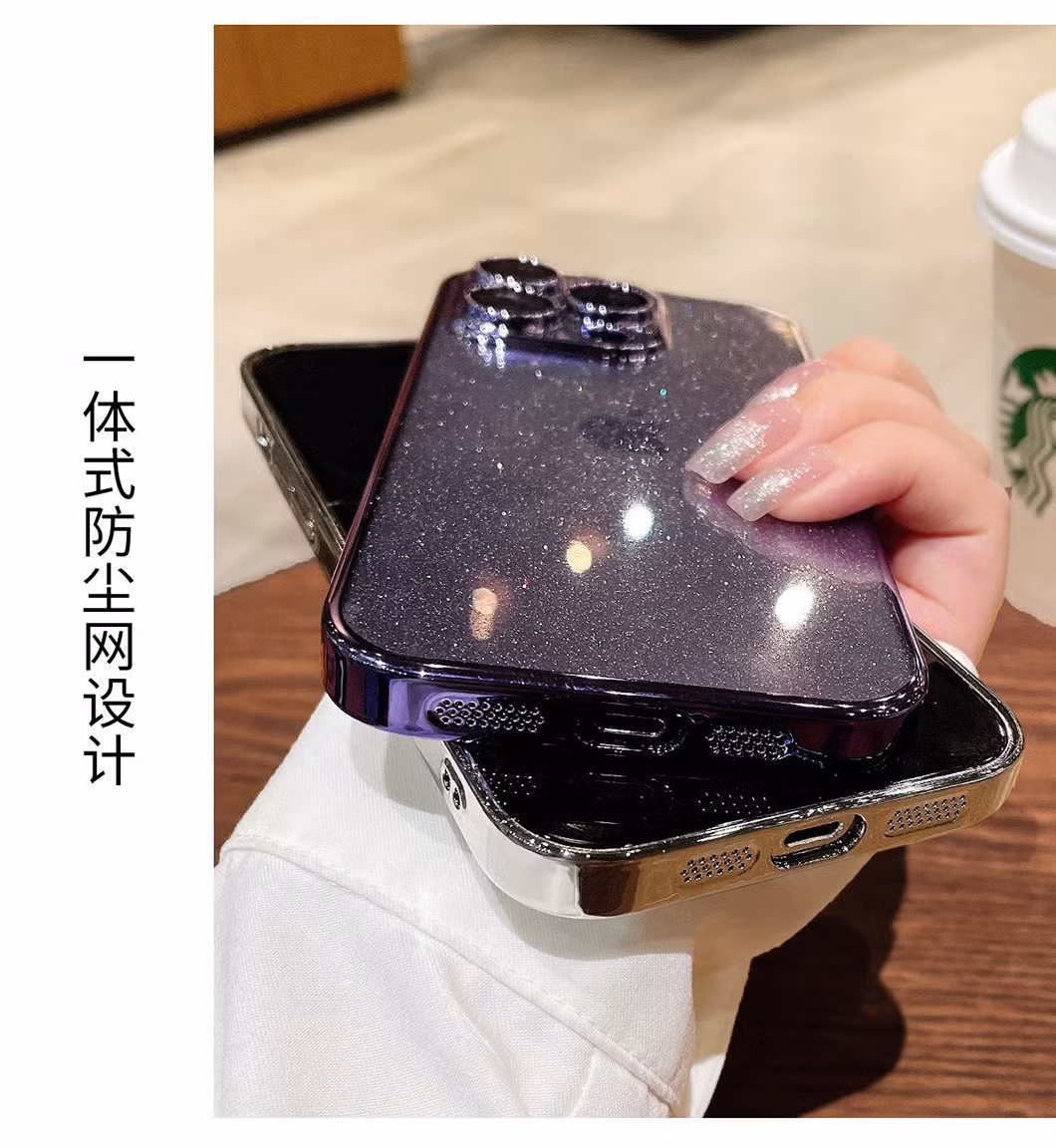 OEM New Luxury Anti Dust Glitter Transparent CD Pattern Electroplating Mobile Phone Case for iPhone 15 16 Lens Protection Cover for iPhone 11 12 13 14 PRO Max
