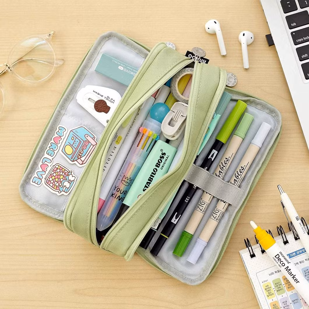 New Custom Large-Capacity Pencil Bag Two-Double Multi-Functional Fashion Pen Pencil Case