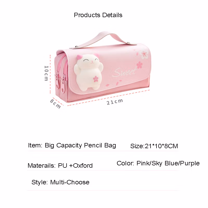 Custom Mult-Icolors Rainbow Style Design Fashion Pencil Case for School Stationery