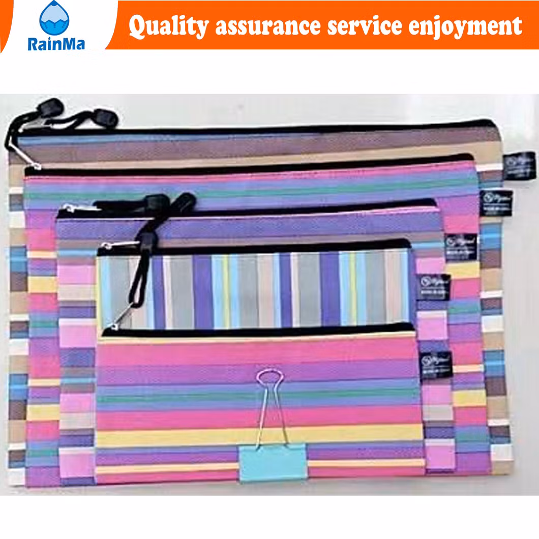 B4 A4 B5 A5 A6 Office School Leather Waterproof Zip Bag with Colorful Flowers Style