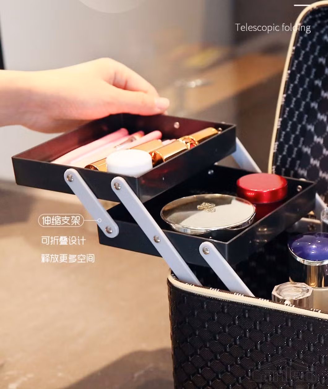Hot Sale Beauty Product Ladies Portable Large-Capacity Travel Multi-Function Multi-Layer Desktop Cosmetics Tool Storage Bag