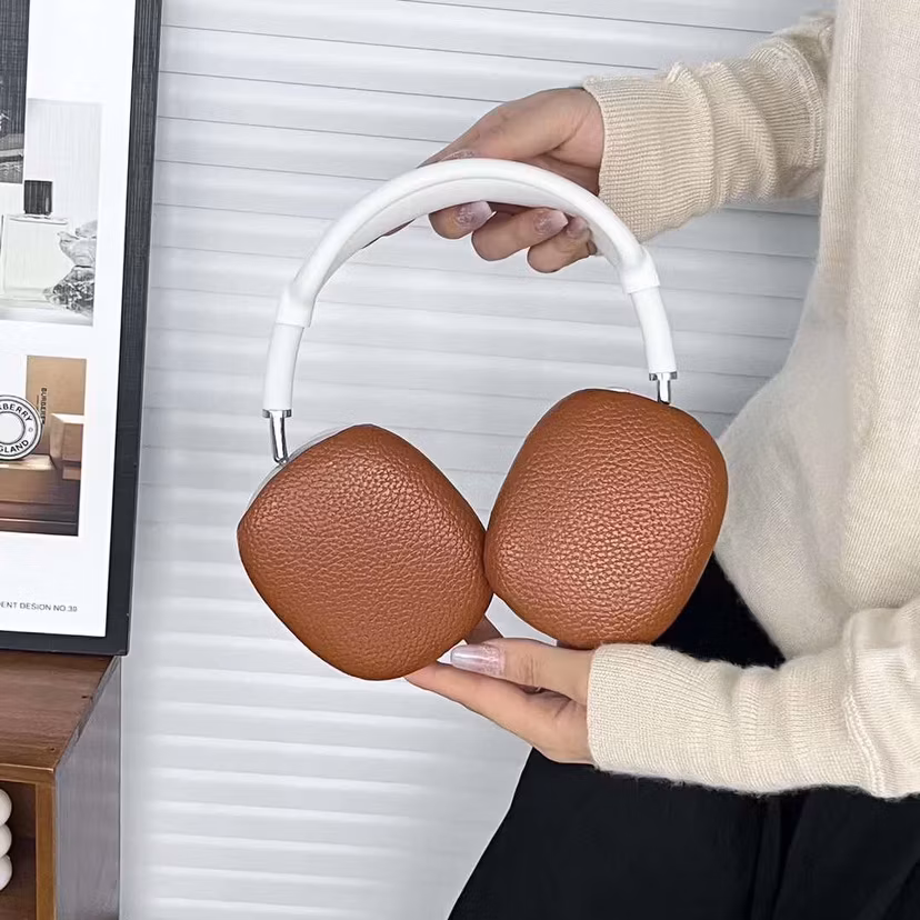 Brown Lychee Leather Fashion Airpods Max Headset Case for Apple Airpods Max