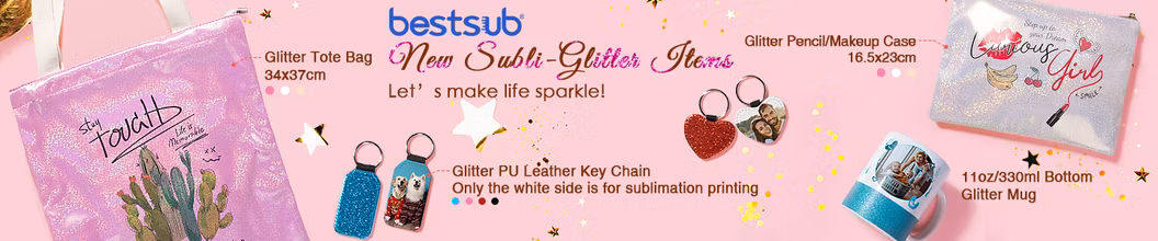 Bestsub Sublimation White Glitter Pencil/Makeup Case