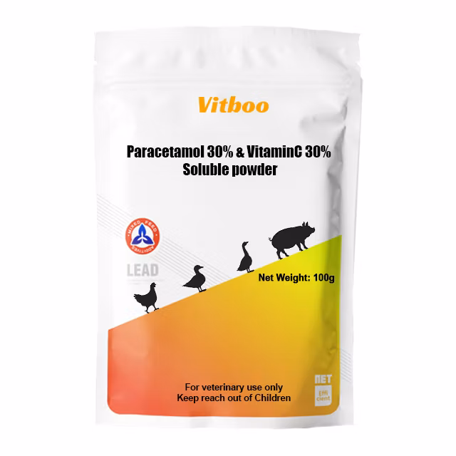 Soluble Powder Antipyretic Analgesic Anti-Stress and Anti-Inflammatory Paracetamol 30% & Vitamin C 30%