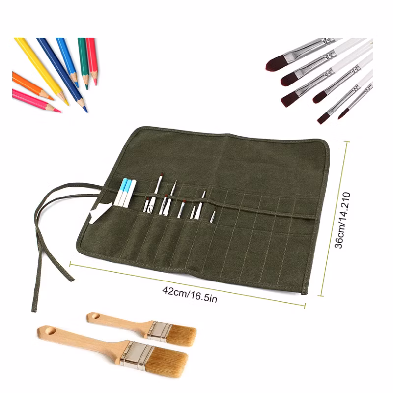 Artist Paint Brush Roll up Storage Bag Canvas Pouch for Student Artist Draw Pen Watercolor Pencil Holder