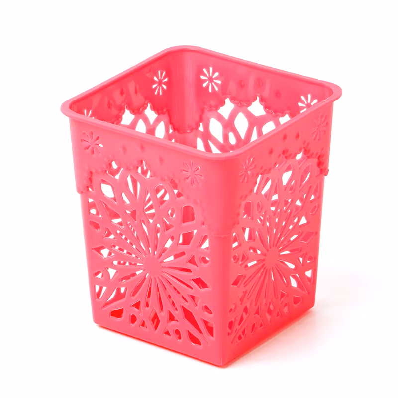 Cute Plastic Hollow Floral Design Colorful Pencil Holder, Pen Holder, Pencil Cup