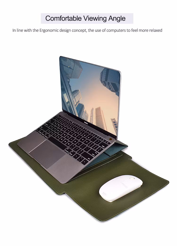 13 14 15 Inch PU Leather Computer Holder Laptop Sleeve Case with Stand Function for MacBook