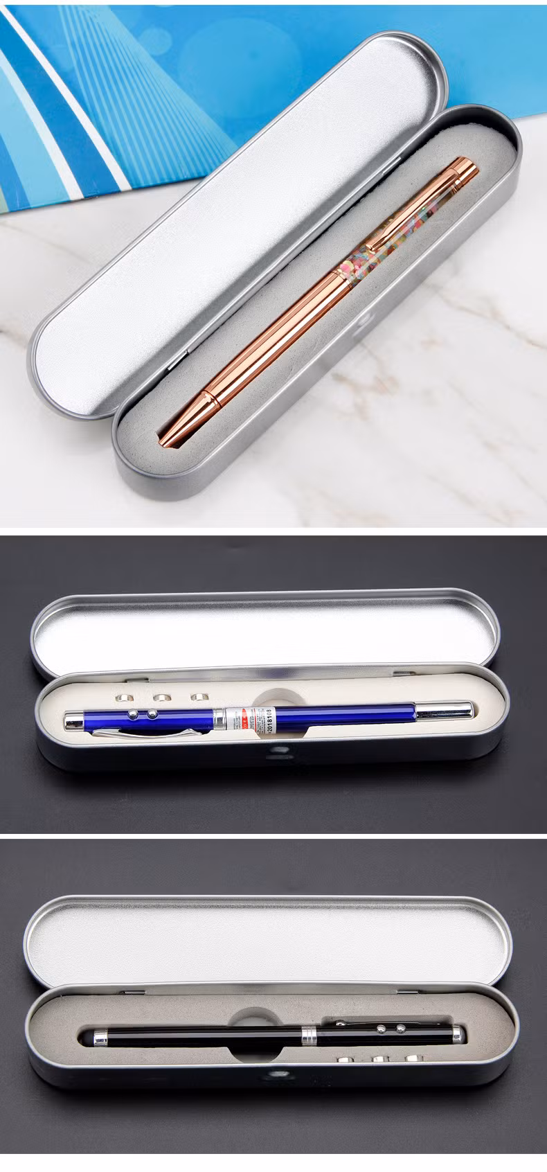 Promotional Rectangular Metal Pen Box Small Pen/Pencil Case for Gift