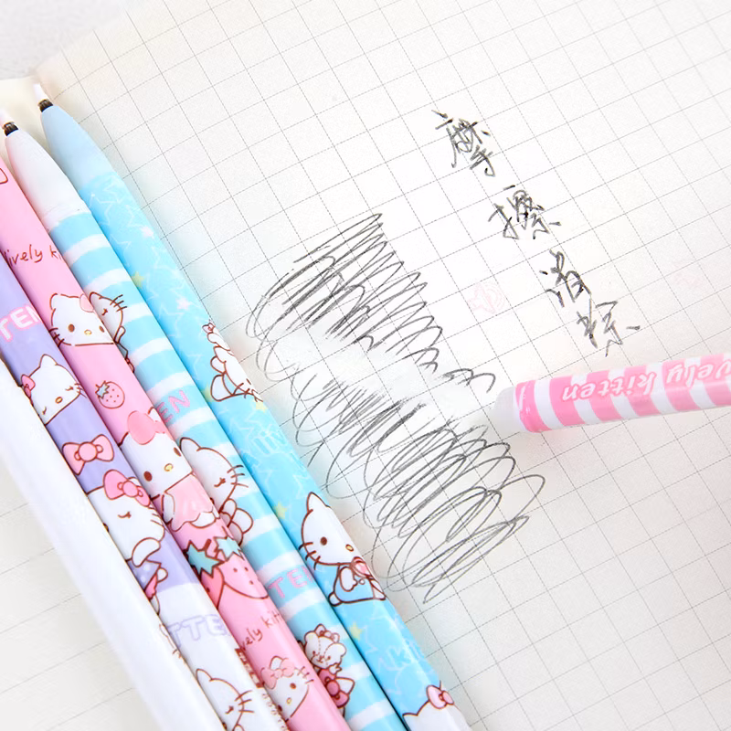 Cartoon Pattern School Student Write Blue and Black Ink Erasable Gel Ballpoint Neutral Pen