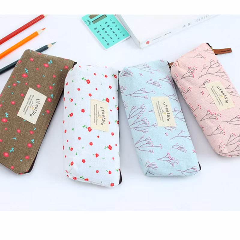 Korea Creative Pencil Case Custom Logo Girls Stationery Box Floral Pencil Bag