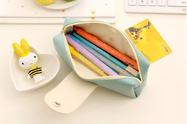 Wide Use PU Zipper Kawaii Triangle Pencil Bag Pencil Case for Promotion Gift