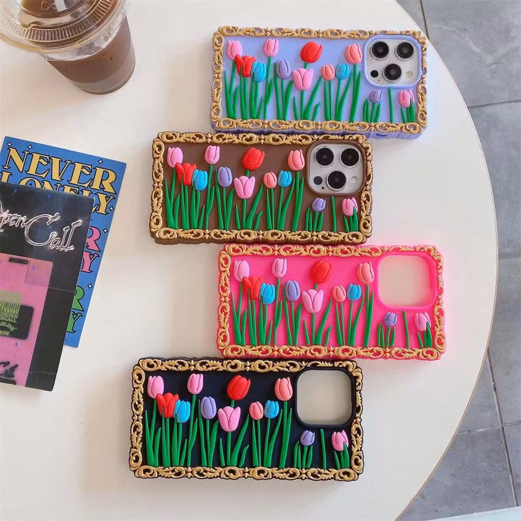 Manufacturer Custom Tulip Flower Mobile Cover Silicone iPhone Cell Phone Cases