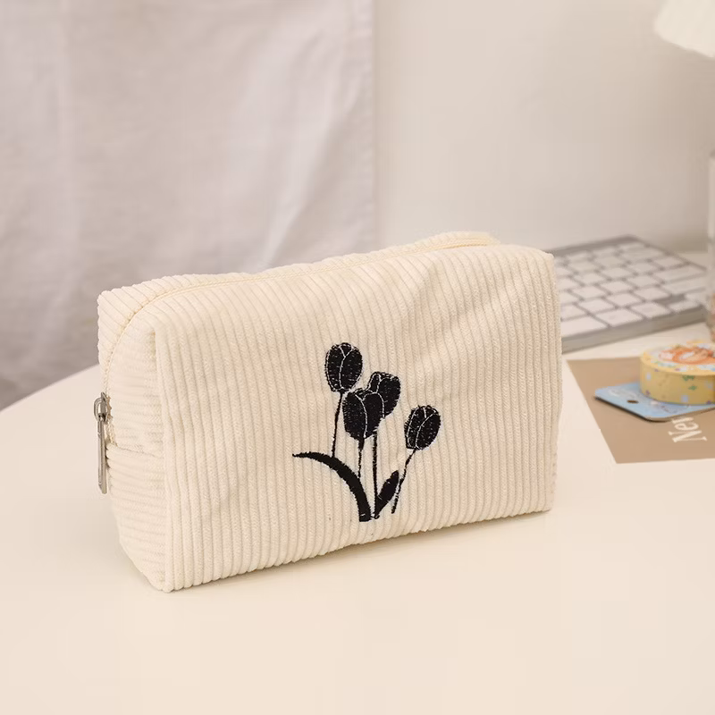 Factory Price Flannel Zipper Kawaii Rectangular Pencil Bag Pencil Case for School