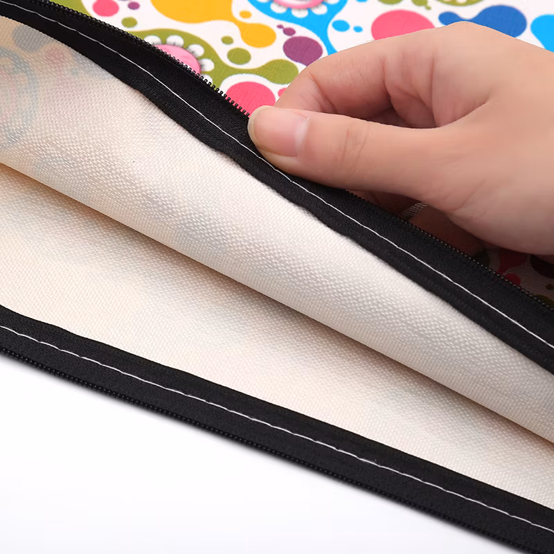 B4 A4 B5 A5 A6 Office School Leather Waterproof Zip Bag with Colorful Flowers Style