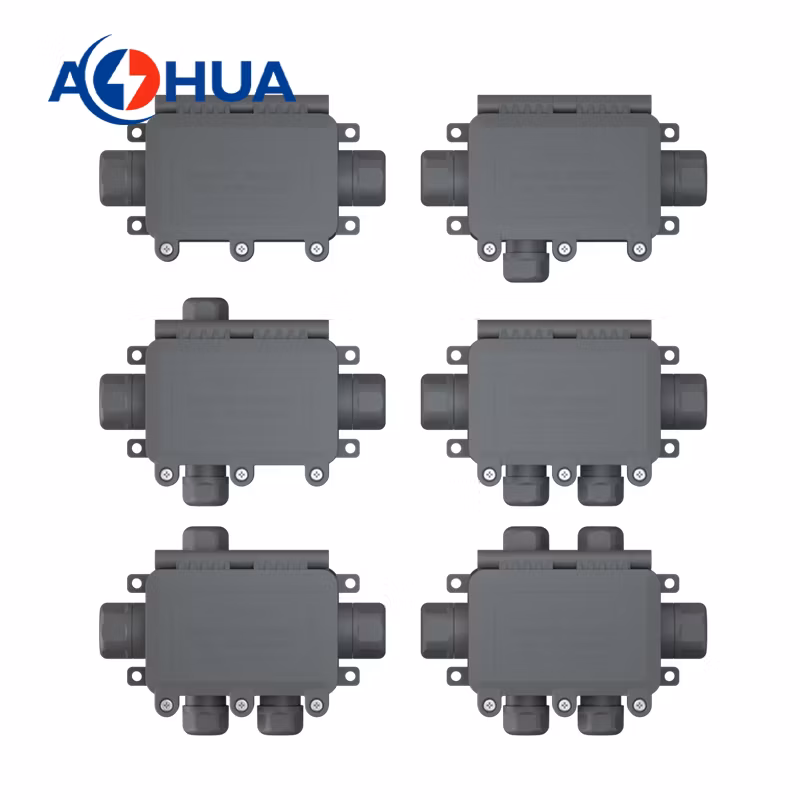 Buried Light Power Supply Plastic Wwterproof Junction Box M20 2~4pin Cable Connector Three-Way Wire Distributor IP68 LED Connector