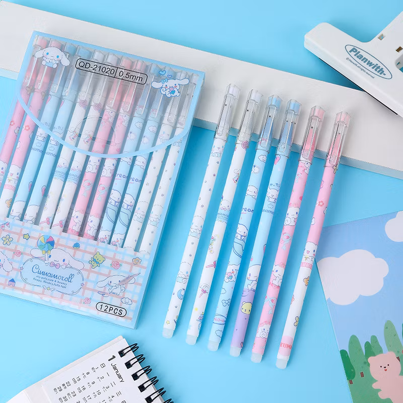 Cartoon Pattern School Student Write Blue and Black Ink Erasable Gel Ballpoint Neutral Pen