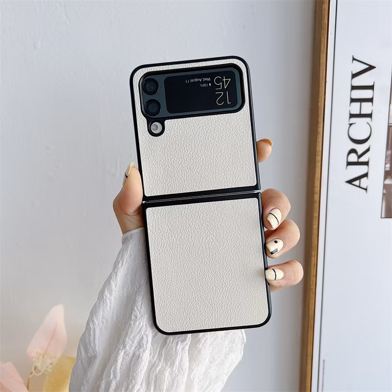 Fashion Folding Mobile Phone Case Solid Color for Samsung Galaxy Zflip3 Zflip4
