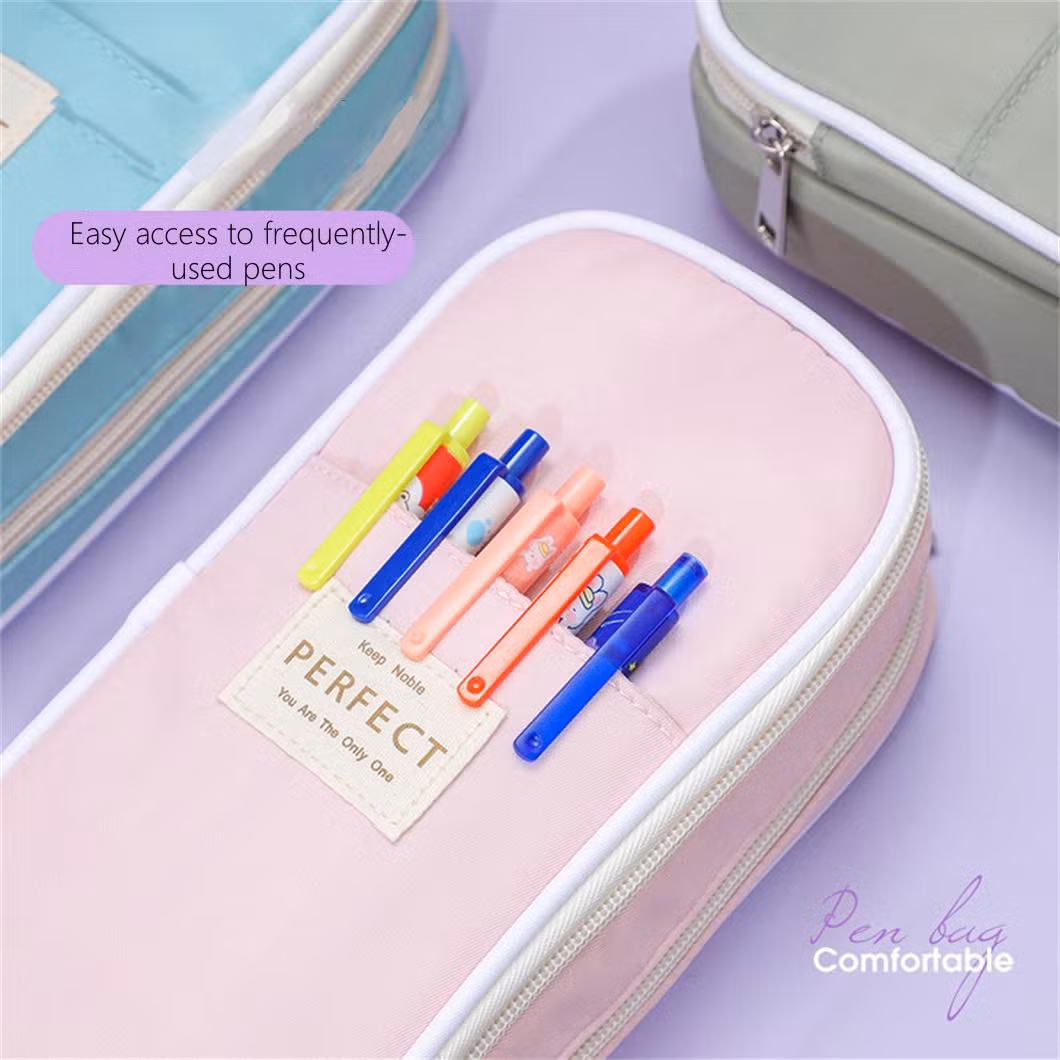 Wholesale Macaron Color Scheme Oxford Cloth Pencil Case Stationery Bag for School