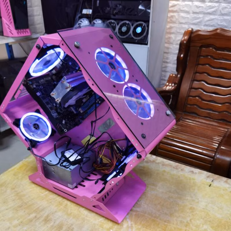 Supper Multiple Colors Gaming PC Casing Special Design Gaming ATX Case Computer with Tempered Glass, RGB 12cm Fans