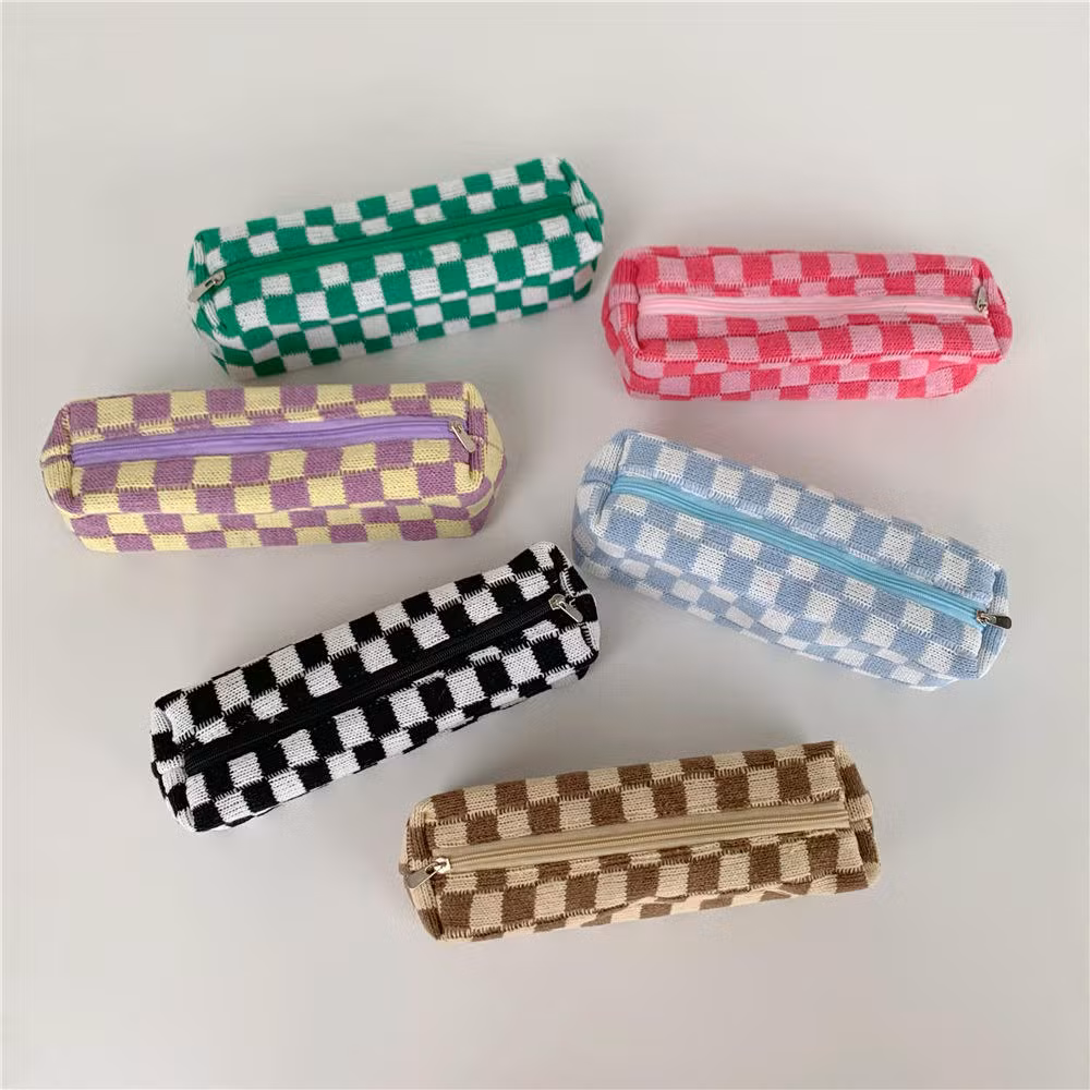 Wholesale Creative Chessboard Grid Pencil Bag Stationery Pencil Bags