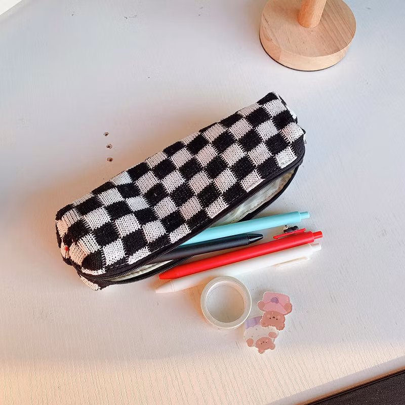 Wholesale Creative Chessboard Grid Pencil Bag Stationery Pencil Bags