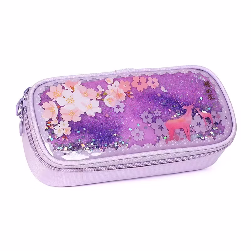 Trendy Flowing Sand Portable Pen Case for Students