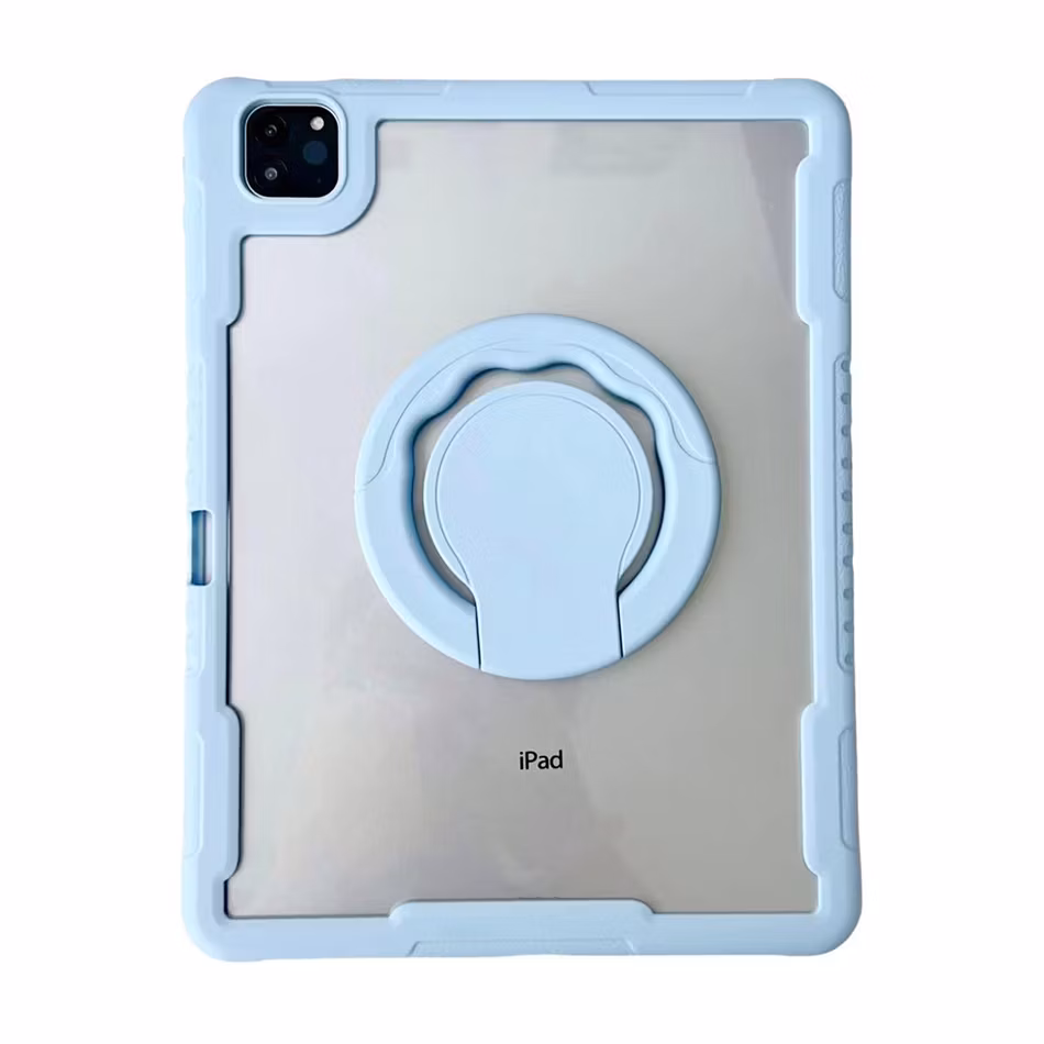Anti-Drop Transparent Acrylic Built-in Pencil Holder with Rotating Kickstand Rugged Tablet Case for iPad PRO 11 Inch M4 2024