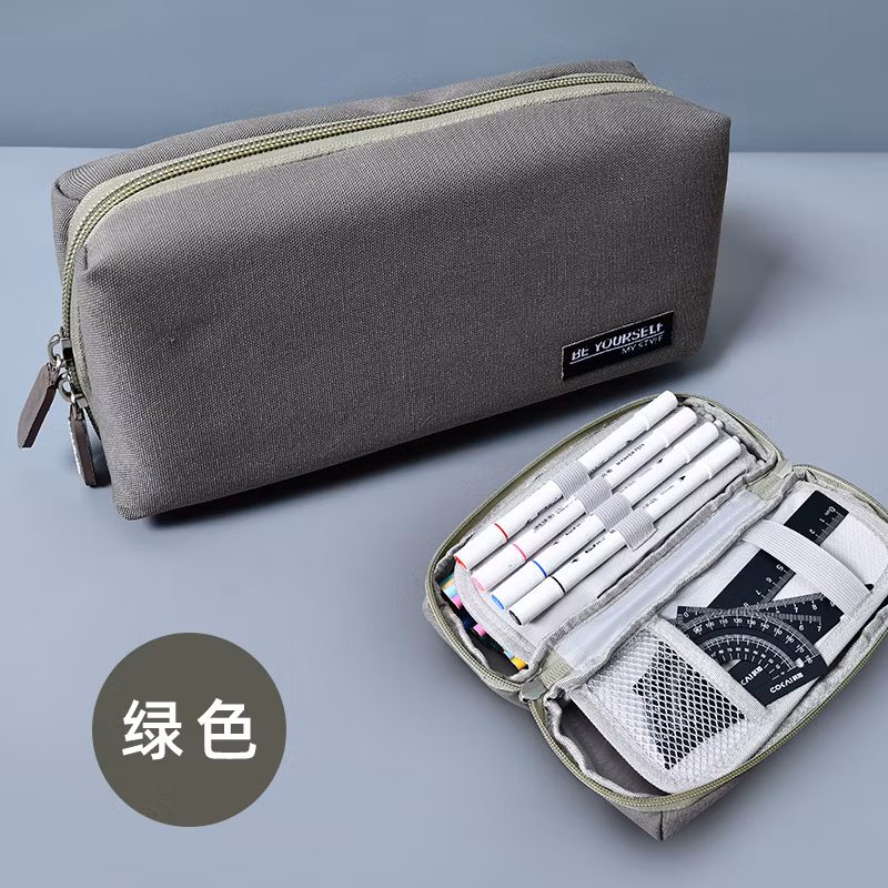 Hot Selling Canvas Zipper Kawaii Circular Pencil Bag Pencil Case for School & Office