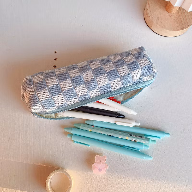 Wholesale Creative Chessboard Grid Pencil Bag Stationery Pencil Bags