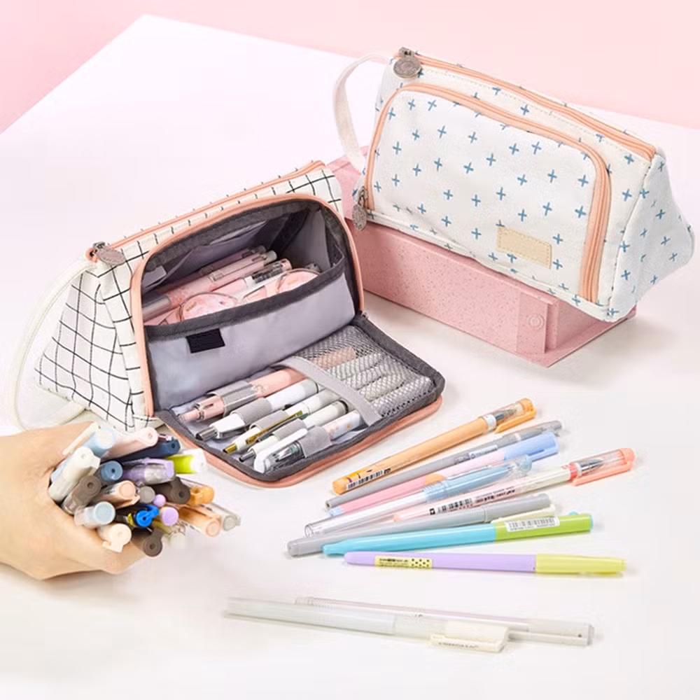 Customized Large Capacity Colored Canvas Storage Pouch Gift Marker Pen Pencil Case