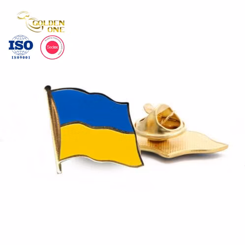 High Quality Printing Custom Collection Promotional Patriotic Badge Soft Enamel Ukraine USA Friendship Cross Flag Lapel Pins