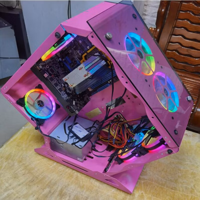 Supper Multiple Colors Gaming PC Casing Special Design Gaming ATX Case Computer with Tempered Glass, RGB 12cm Fans