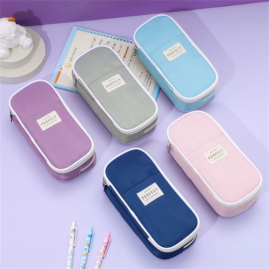 Wholesale Macaron Color Scheme Oxford Cloth Pencil Case Stationery Bag for School