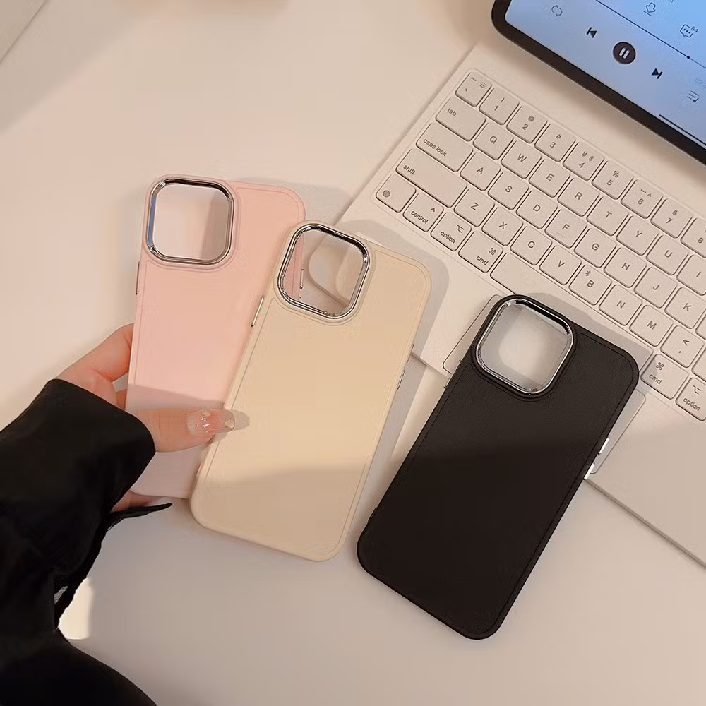 Electroplated Lens Apple Phone Case Soft Silicone Simple Solid Color