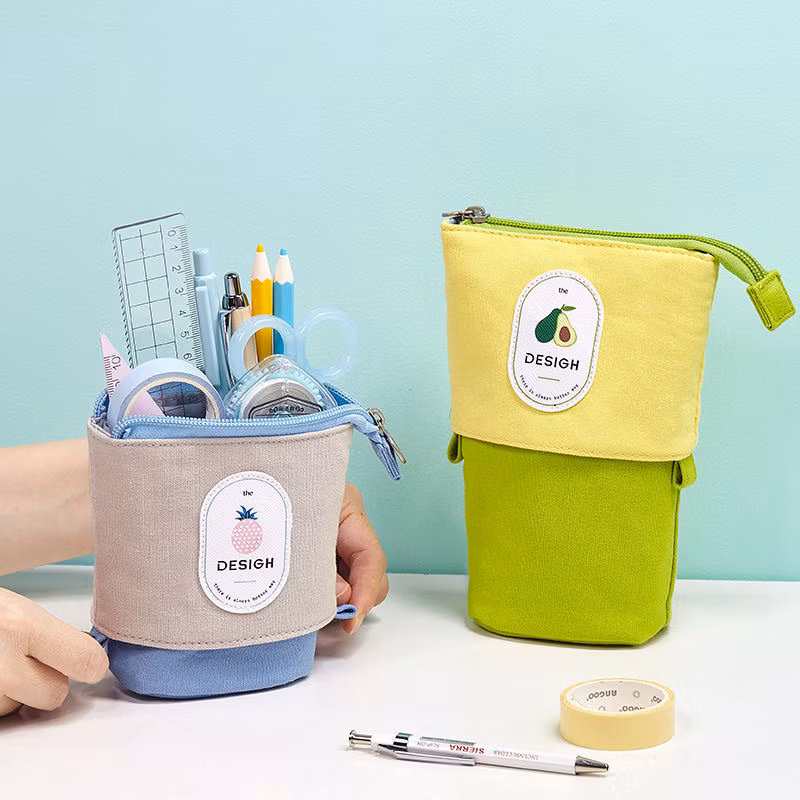 School Supplies Canvas Telescopic Avocado Aesthetic Pencil Case Fashion Cat Pencil Bag