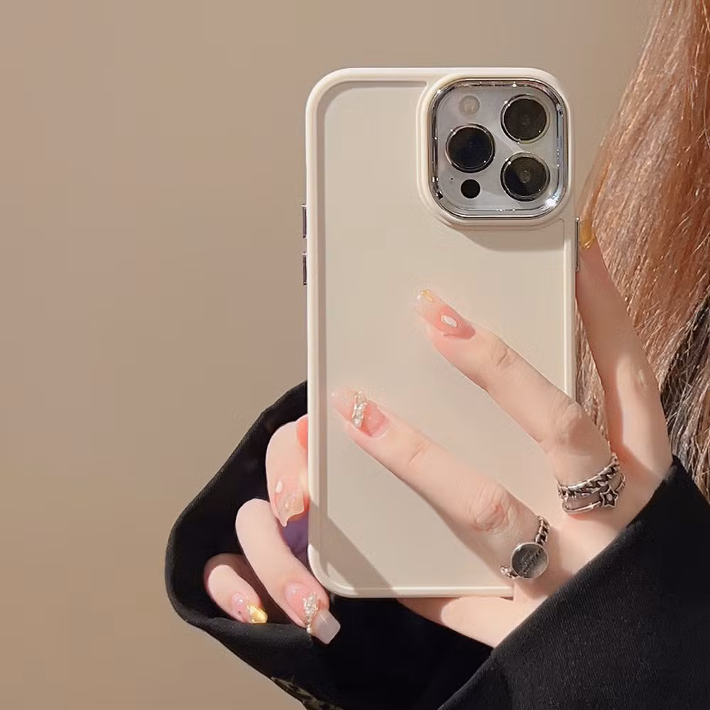 Electroplated Lens Apple Phone Case Soft Silicone Simple Solid Color