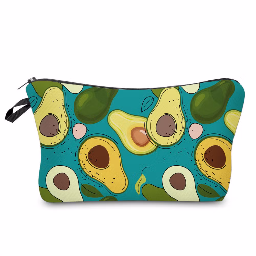 Large Capacity Cartoon Cute Avocado Pencil Pouch Make up Cosmetic Bag for Girls