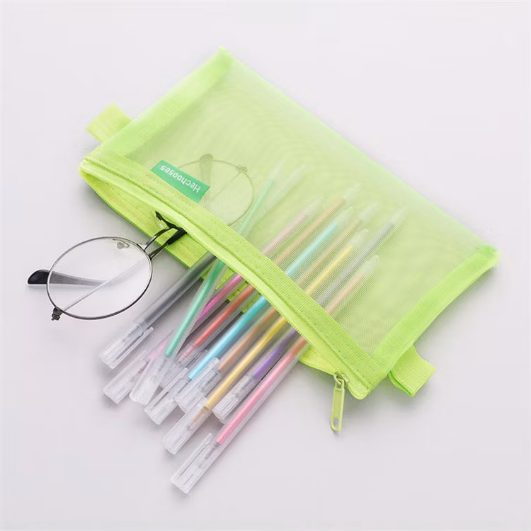 Wholesale Transparent Nylon Mesh Pencil Case for Student Exams