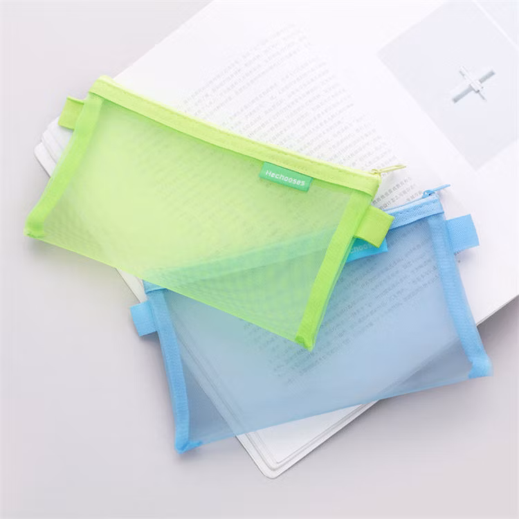 Wholesale Transparent Nylon Mesh Pencil Case for Student Exams