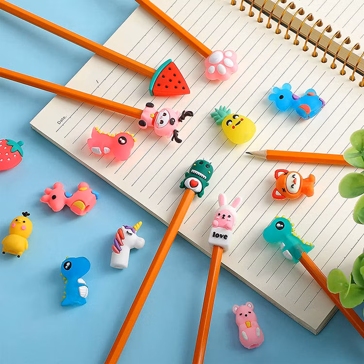Low Cost Kids Pencil High Quality Student Writing Pencil with Animal Silicone Case