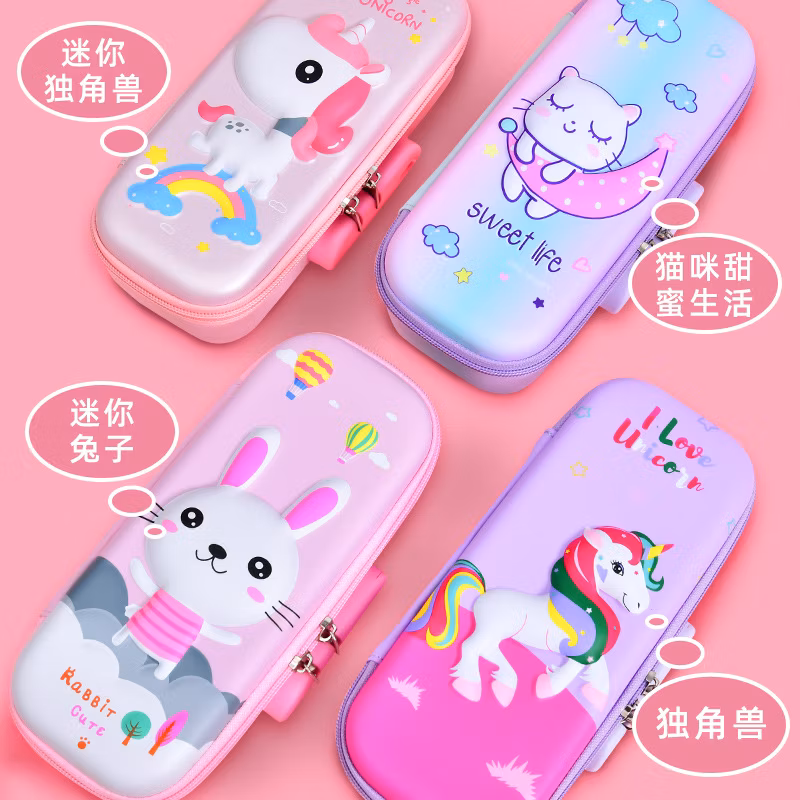 EVA Office Primary School Students Stationery Advertising Promotion Gift Children Kids Pen Pencil Pouch Bag Box Case with Password Lock