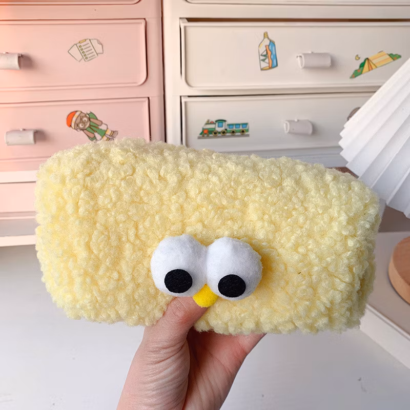 Wide Use Flannel Zipper Kawaii Rectangular Pencil Bag Pencil Case for School