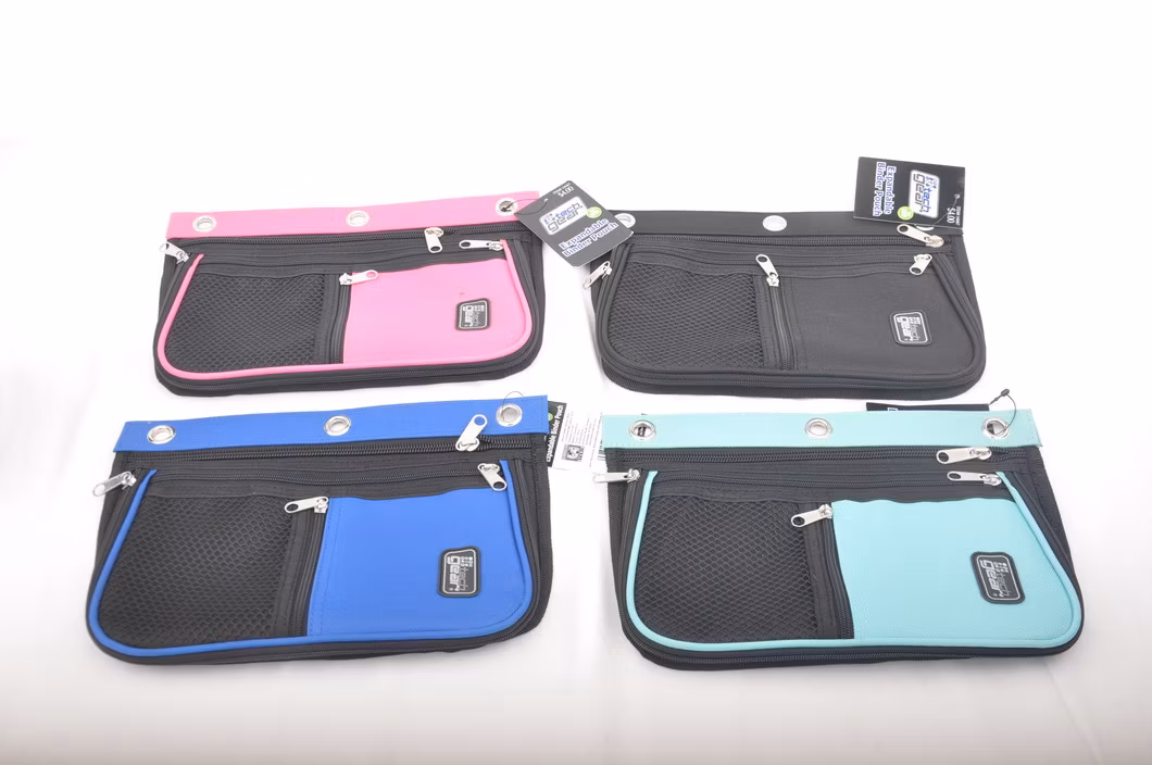 Binder Pencil Pouch, Pencil Case with Rivet Enforced 3 Ring, Multicolored