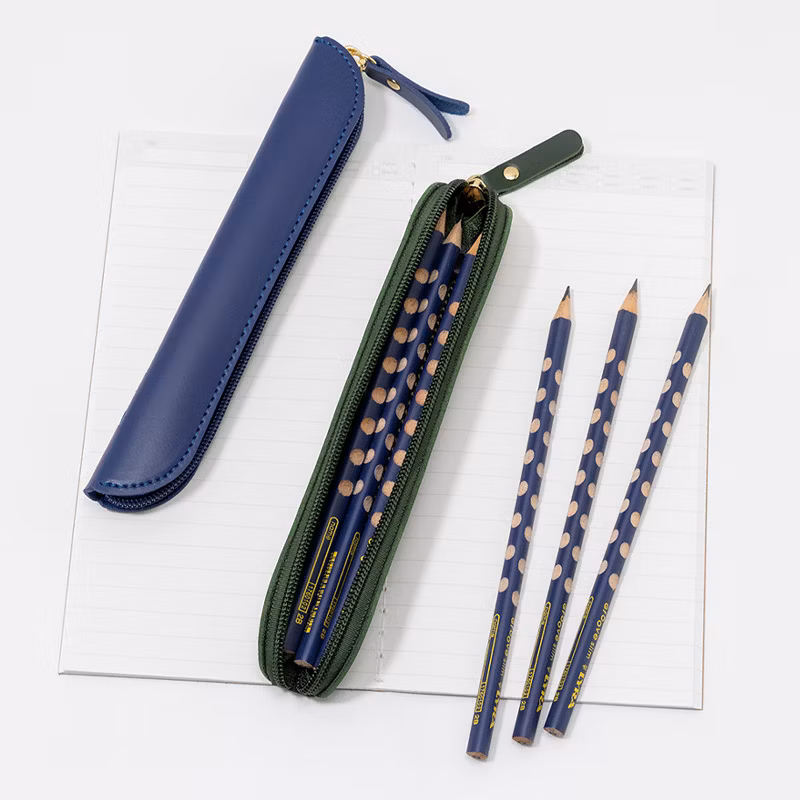 Mini Faux Leather Pencil Case Pouch Student Pencil Case with Zipper