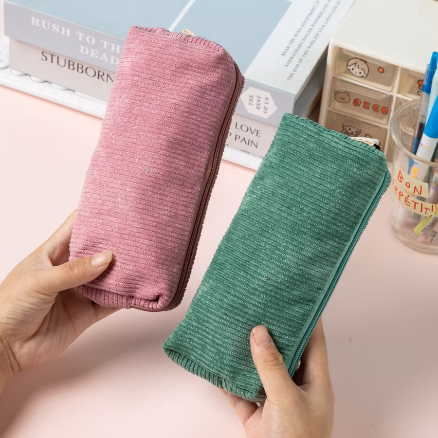 Stylish Corduroy Pencil Case Bag for Artists and Students